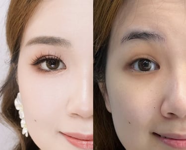 香港婚禮新娘化妝師妝前妝後對比-單眼皮眼型調整