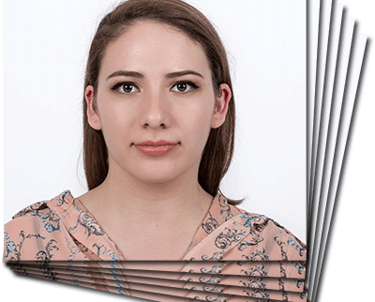 a set of passport photos of a woman