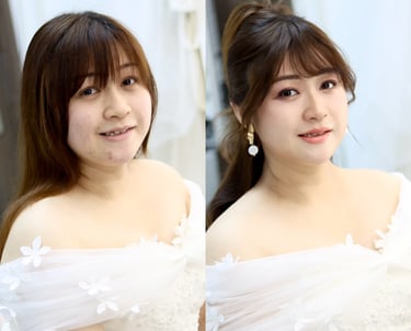 香港婚禮新娘化妝師妝前妝後對比