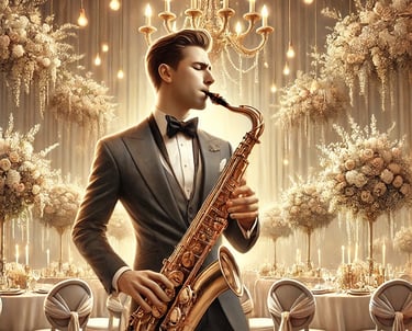 Saxophonist playing in a wedding party in Paris, France