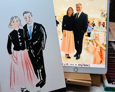 Wedding guest portrait, wedding painter 