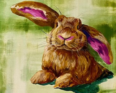 Rabbit, bunny, pet, art, expressive painting, acrylic, brown rabbit