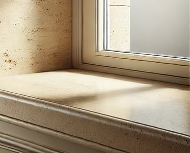 Parapet z trawertynu Bianco, jasny klasyczny kamień naturalny