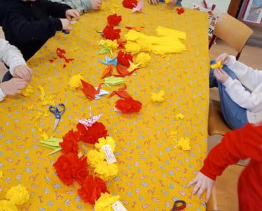 activité manuelle pour une classe d'élèves relevant de l'enseignement de type 1