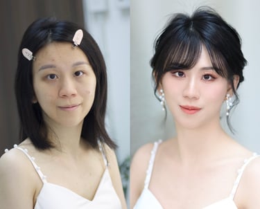 香港婚禮新娘化妝師妝前妝後對比