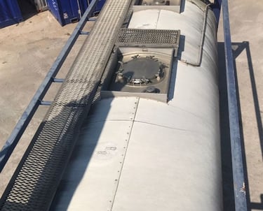 Top view of ISO tank representing access to spare parts and components