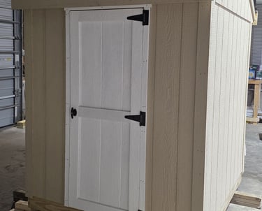 Custom 6x6 wooden shed built in Rhode Island, perfect for garden tools and small equipment.