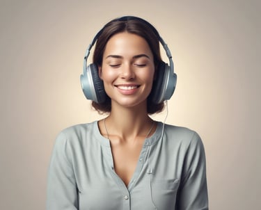 a woman with headphones and headphones on