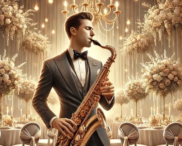 Saxophoniste qui joue dans un mariage à Paris, France