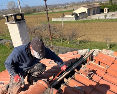 démontage du ciment au faitage - infiltration