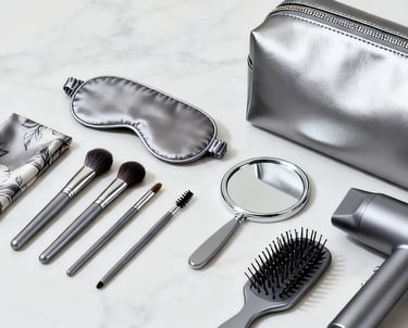 Complete GWP solutions set by King Fly with silver cosmetic bag & accessories.