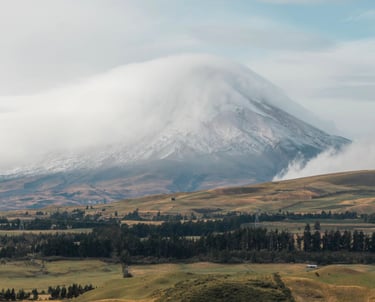 Volcano Cotopaxi from Secret Garden Hostel, Ecuador, South America