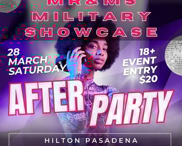 Get your ticket to the Mr & Ms Military Showcase After Party. Open to the Public