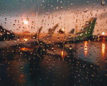 Airplane in rain