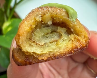 matcha rugelach with ganache filling