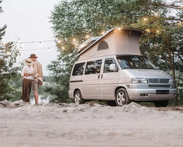 Modern campervan with pop-up roof