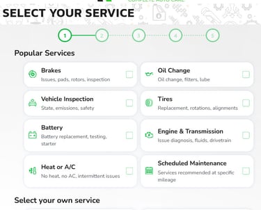Online Service Scheduling Menu at Winston's Complete Auto Care in Cuyahoga Falls, Ohio