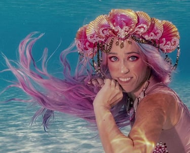Mermaid Pixi models underwater during Netflix filming MerPeople, King and Queen of the Seas Pageant