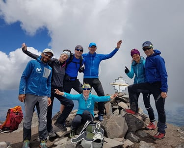 climbers on Corazon summit in Ecuador