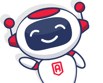 a robot with a red hat and a white shirt