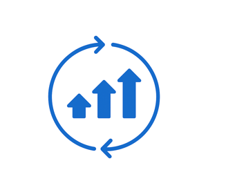 a blue and white circular arrow pointing up to the left