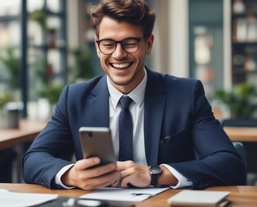 A modern office setting with a computer displaying AI analytics on the screen.