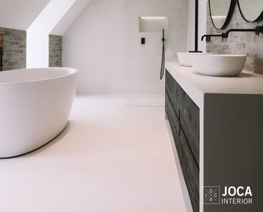 Badkamer muren en vloer bekleed in Microtopping door Joca Interior