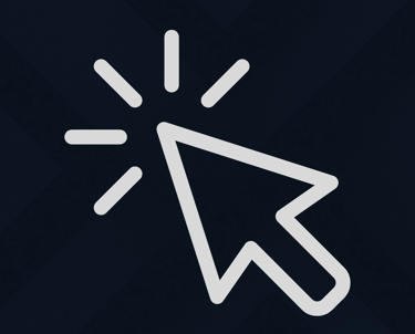 Minimal cursor arrow with click rays, symbolizing digital advertising or pay-per-click.