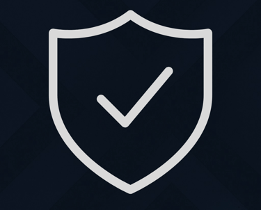 Minimal shield icon with a check mark, symbolizing trust and reputation protection.