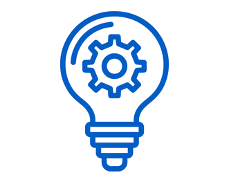 a light bulb with gears on it and a light bulb on the side