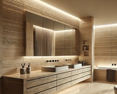 Trawertyn do łazienki jasny klasyczny kamień naturalny włoski