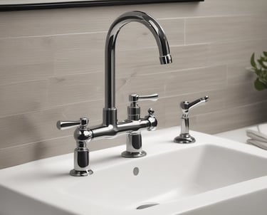 A worker applying silicone sealant in a bathroom setting.