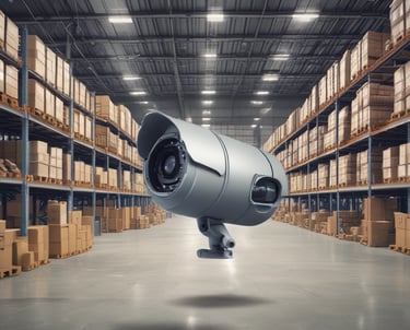 A professional installing advanced security cameras outdoors at a commercial building.