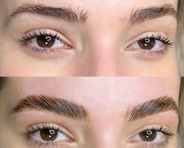 a woman with a pair of lashes brow lamination