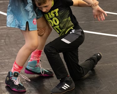 Young wrestlers drilling