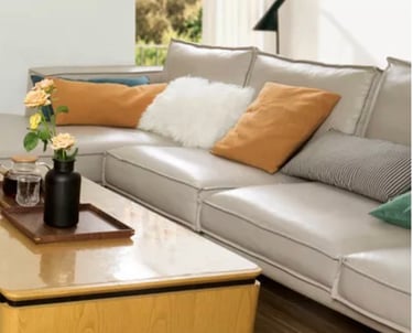 a living room with a couch and a coffee table