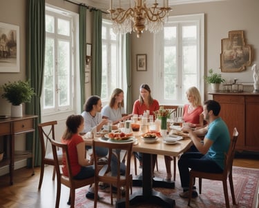 Close-up of a freshly prepared pasta dish topped with rich tomato sauce and basil.