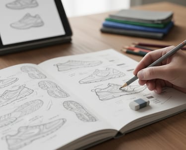 Footwear concept sketching by Cavity Studios visualizing shoe ideas | design precision & innovation