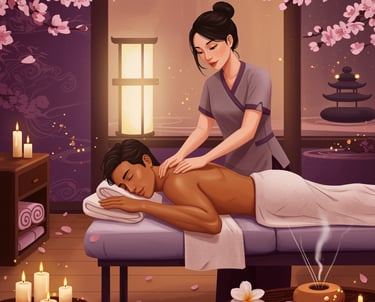 Asian girl performing relaxation massage