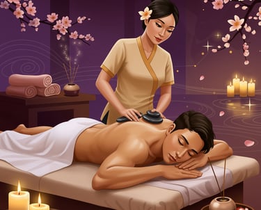 Man getting a hot stone massage treatment