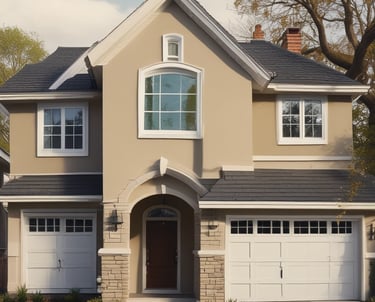 A sleek laptop screen displaying a modern property search interface with filters.