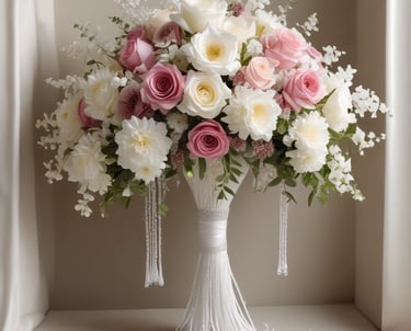 Luxury bouquet featuring crystal accents and rich textures