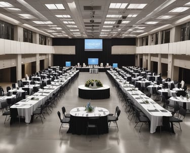 High-performance computer equipment set up in a modern office.