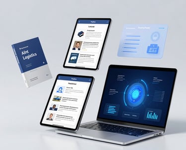 A digital guidebook cover titled 'Supply Chain AI Strategies' on a clean desk.