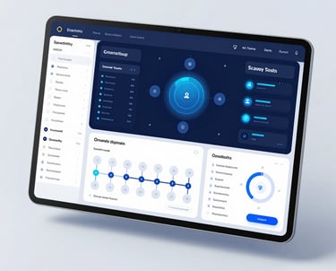 A sleek dashboard displaying AI analytics and transport data visualizations.