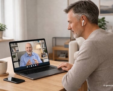 Online-Coaching zu digitalen Themen mit einem männlichen Kunden