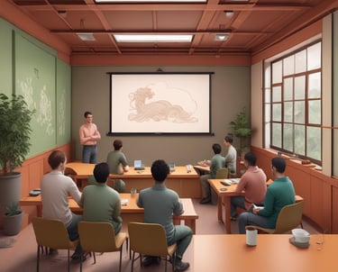 A cozy training room with chairs arranged for a workshop session.