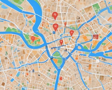 A business storefront with a well-managed Google Maps listing on a smartphone screen.