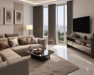 Elegant modern home entrance with a white door in Casablanca.