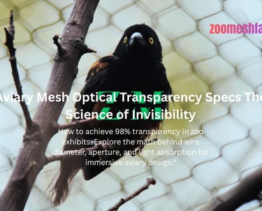 High transparency zoo mesh exhibit showing 98% visibility and 'focus-past' optical effect for immersive aviary design.